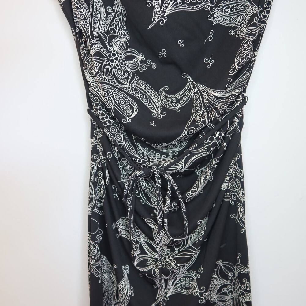 City Triangles Dress Womens Size 7 Black Sleeveless Floral Quilted 90s Boho